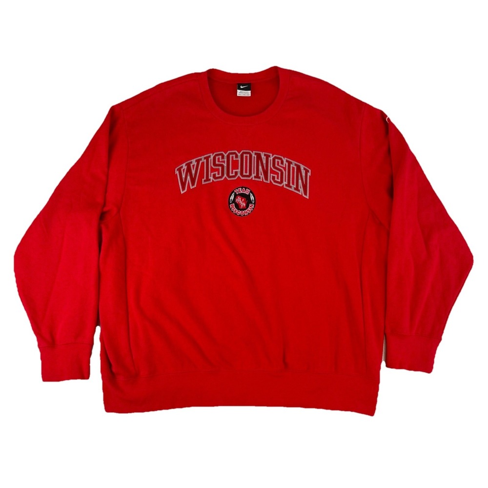 Nike Wisconsin Team Men's XXL 2XL Crewneck Sweatshirt Red